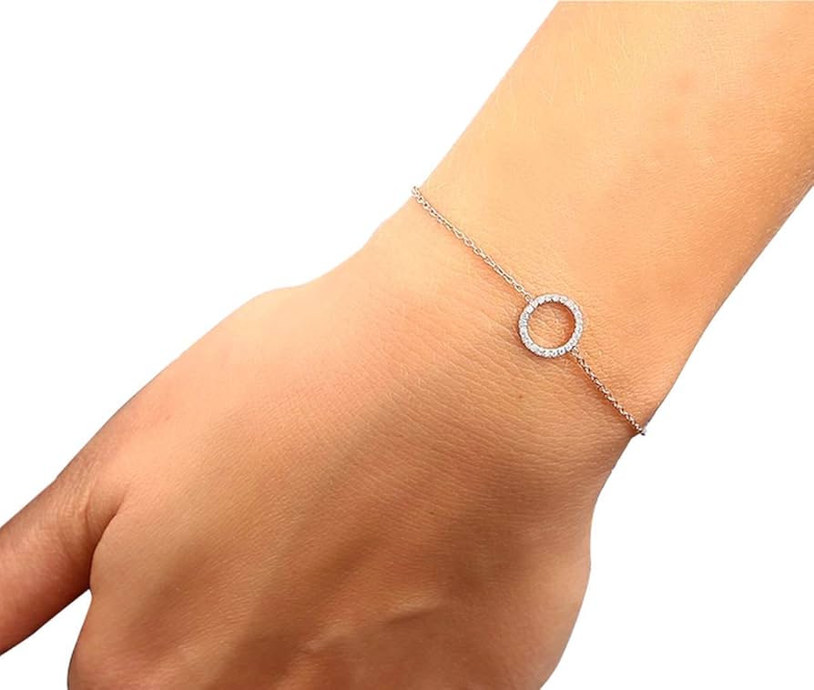 Amazon.com: 14k Solid Gold Diamond Circle Bracelet - Real
